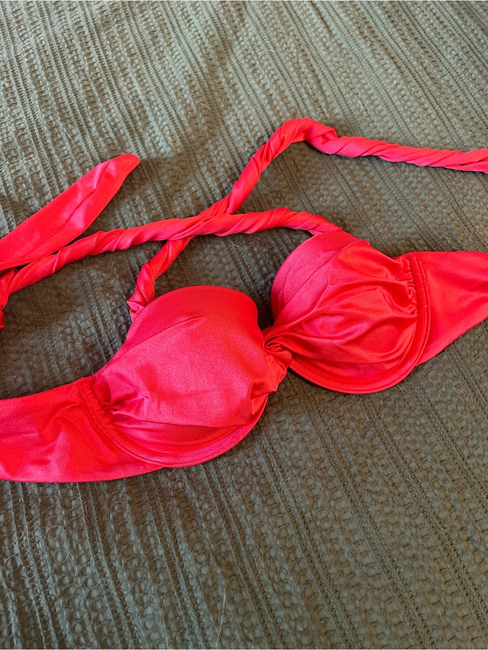 Hot pink Bandeau Bikini Top with Twist Straps
